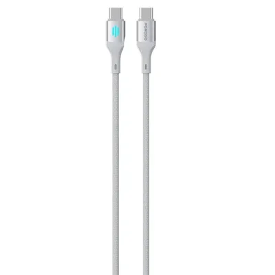 كيبل شحن ونقل بيانات بورودو من USB-C إلى Lightning بتقنية الشحن السريع – فضي (Porodo USB-C to Lightning Cable)