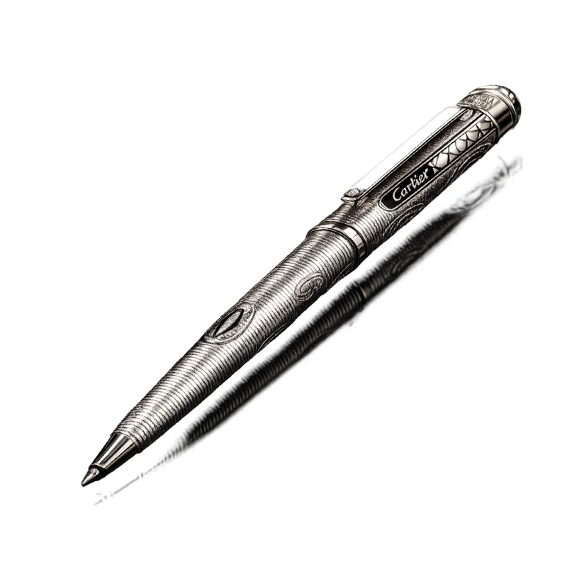 قلم Limited Edition مطلي بالبلاتين بنقشة Guilloché وشعار Double C | تصميم فاخر كلاسيكي | باقر ستور العراق
