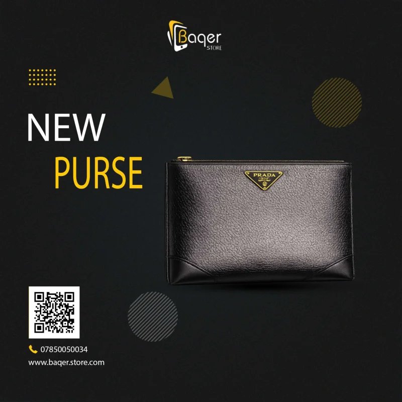 محفظة يد رجالية من برادا – تصميم كلاسيكي بجلد سافيانو الفاخر