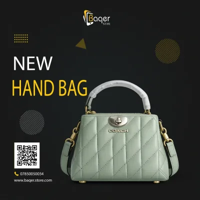 حقيبة يد نسائية جلدية مبطنة بمقبض علوي وقفل زخرفي – أخضر مريمي – BQ-HB523