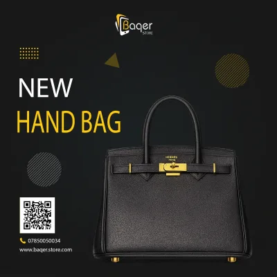 حقيبة يد نسائية بمقبض علوي من جلد محبب وقفل دوار – أسود – BQ-HB591