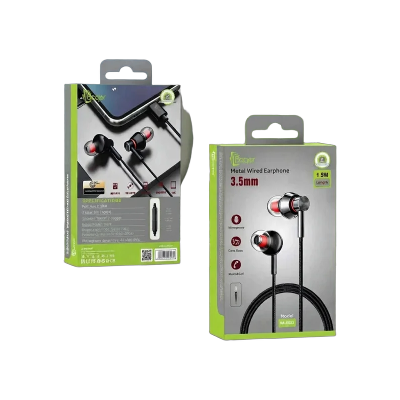 سماعة الأذن السلكية المعدنية Baqer بمنفذ 3.5mm – BA-ER23