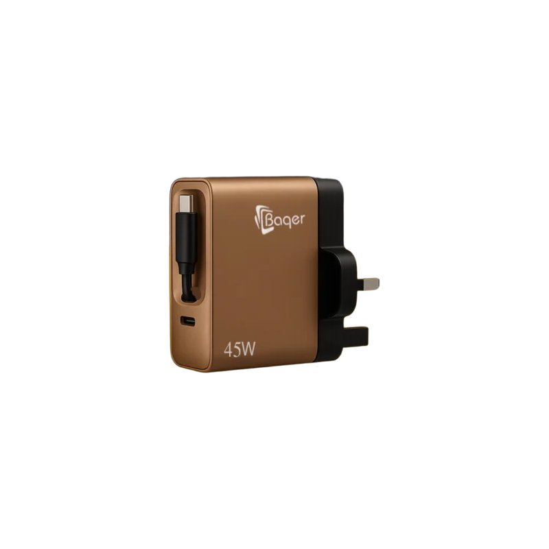 Baqer 45W Fast Wall Charger with Built-in Cable (PD/QC) –BC_381