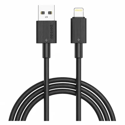 كيبل بورودو من USB-A إلى Lightning من مادة PVC بطول 1.2 متر – أسود (Porodo USB-A to Lightning Cable 1.2m)