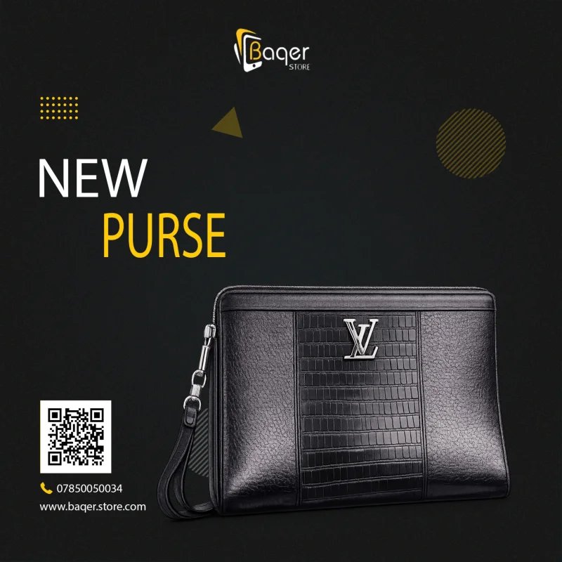 : Louis Vuitton Croc-Texture Leather Pouch – Black Edition