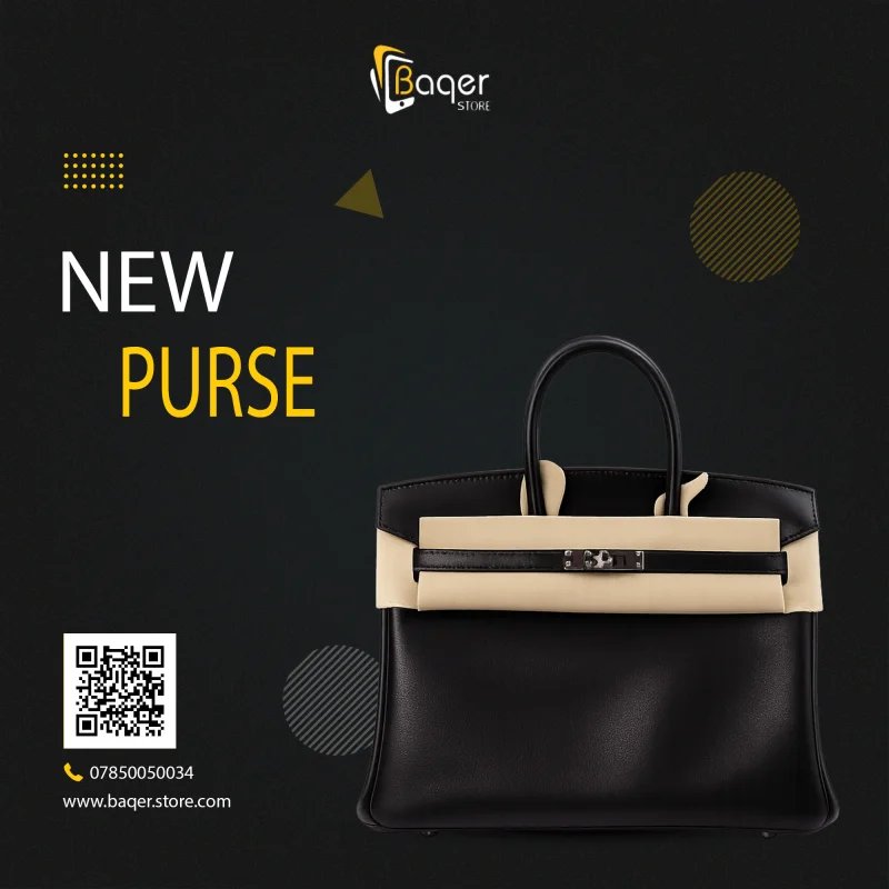 Hermès Paris – Birkin Style Structured Tote – Black & Beige Edition