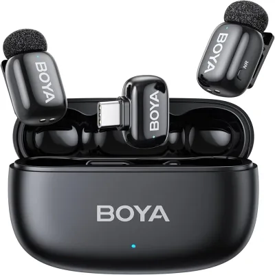 BOYA mini 2 – ميكروفون لاسلكي فائق الصغر مع إلغاء ضوضاء بالذكاء الاصطناعي