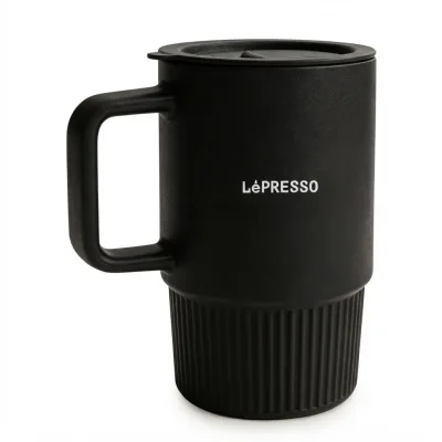 كوب ليبريسو سعة 400 مل - اسود (LePresso Gripor 400ml Porcelain Suction Cup )