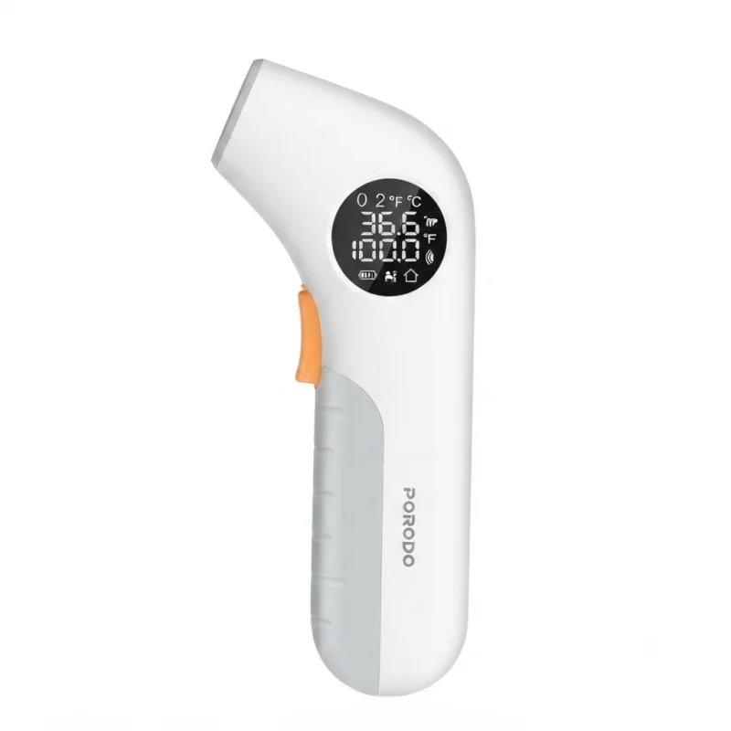 مقياس حرارة بالأشعة تحت الحمراء 3 في 1 للأذن والجبهة والأسطح من بورودو – أبيض (Porodo 3-in-1 Infrared Thermometer)