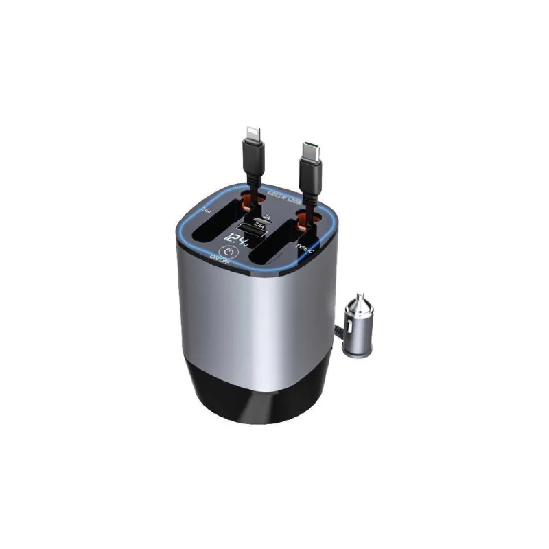 شاحن سيارة متعدد الوظائف بقوة 38 واط Green Lion Multifunctional Car Charger 38W - رمادي 6935100177755