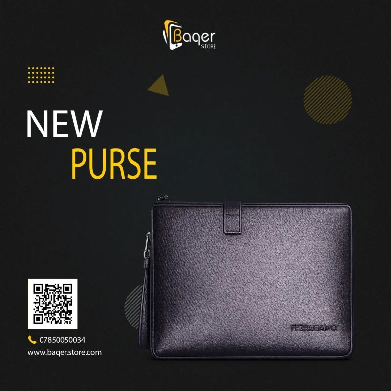 Ferragamo Firenze – Classic Grain Leather Zip Clutch – Black Edition