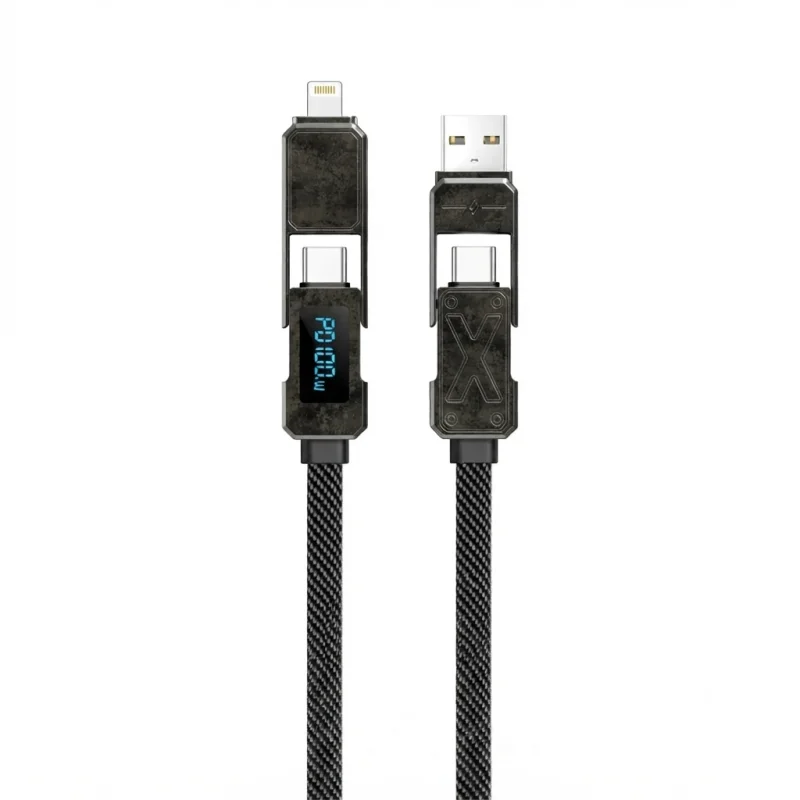 كيبل WIWU X Series Wi-C039 2-in-2 للشحن السريع 100W مع شاشة رقمية – 6976975612583