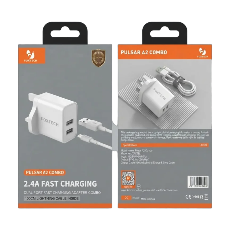 س شاحن بمنفذين USB مع كيبل لايتنينغ بطول 100 سم،