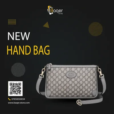 حقيبة كتف ميني بنقشة كلاسيكية وسحاب علوي – رمادي – BQ-CB329