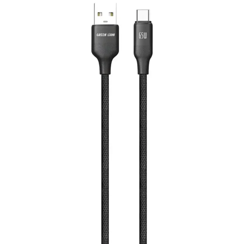 كيبل جرين ليون من USB-A إلى USB-C من مادة TPE بطول 1 متر وقوة 65 واط – أسود (Green Lion USB-A to USB-C 65W Cable)