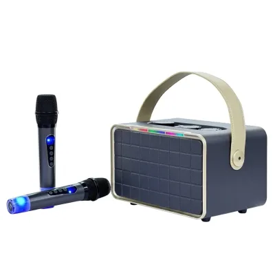 مكبر صوت كاريوكي لاسلكي CS308 مع ميكروفونين لاسلكيين وإضاءة RGB