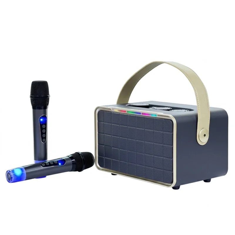 مكبر صوت كاريوكي لاسلكي CS308 مع ميكروفونين لاسلكيين وإضاءة RGB