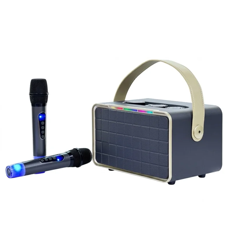 مكبر صوت كاريوكي لاسلكي CS308 مع ميكروفونين لاسلكيين وإضاءة RGB