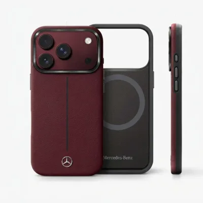 كفر Mercedes-Benz MagSafe من جلد PU بتصميم Semi-Wrap لهاتف iPhone 18 Pro Max
