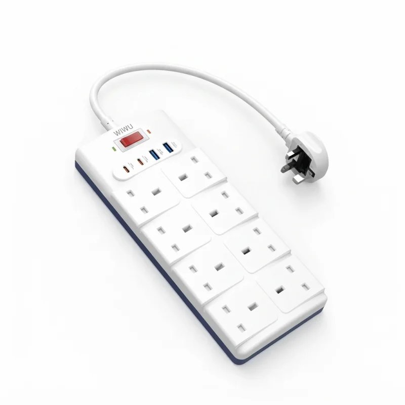 مشترك كهربائي مكتبي WIWU Wi-S009 بتقنية GaN بقوة 20W وتصميم 12 في 1 مع USB-C ومنافذ AC – 6977703656466