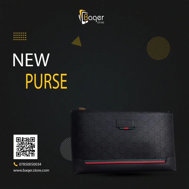 Gucci – GG Embossed Clutch – Black Web Stripe Edition