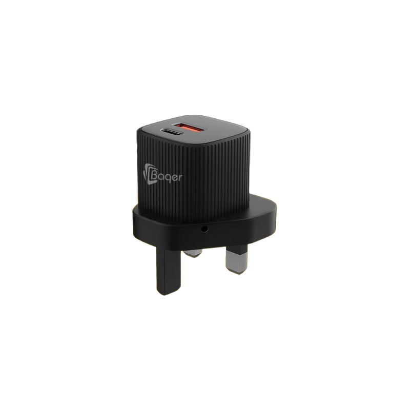 Baqer 25W Fast Wall Charger (PD/QC) – Black Design –BC_243