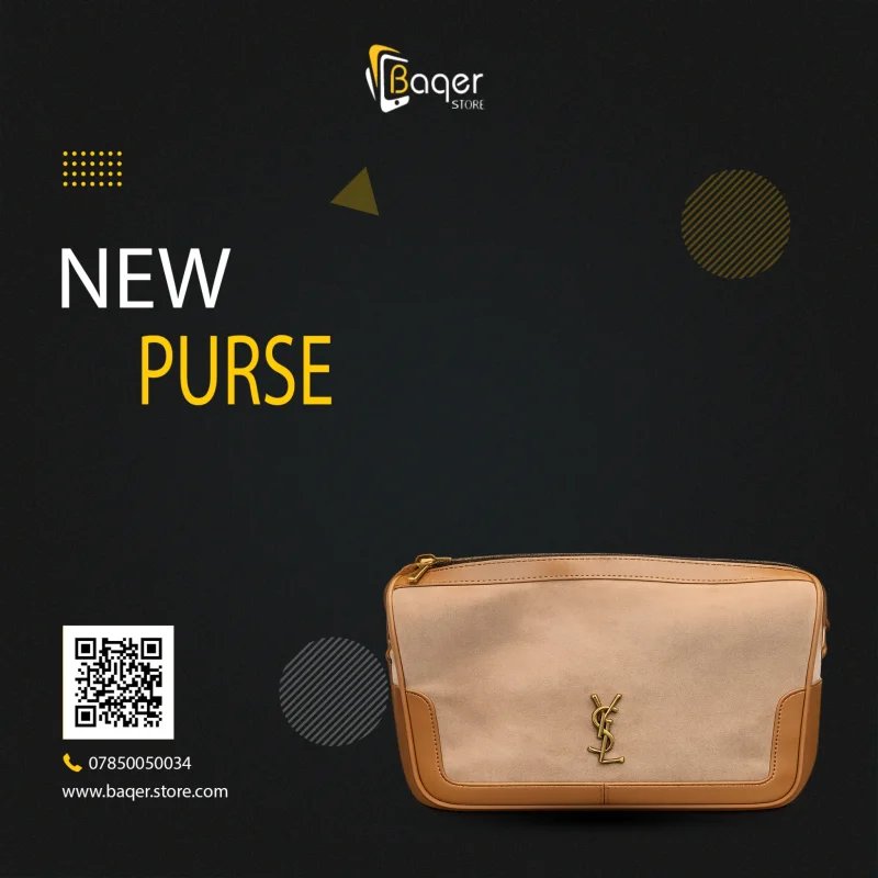 Saint Laurent – Cassandre Leather Clutch – Beige & Tan Edition