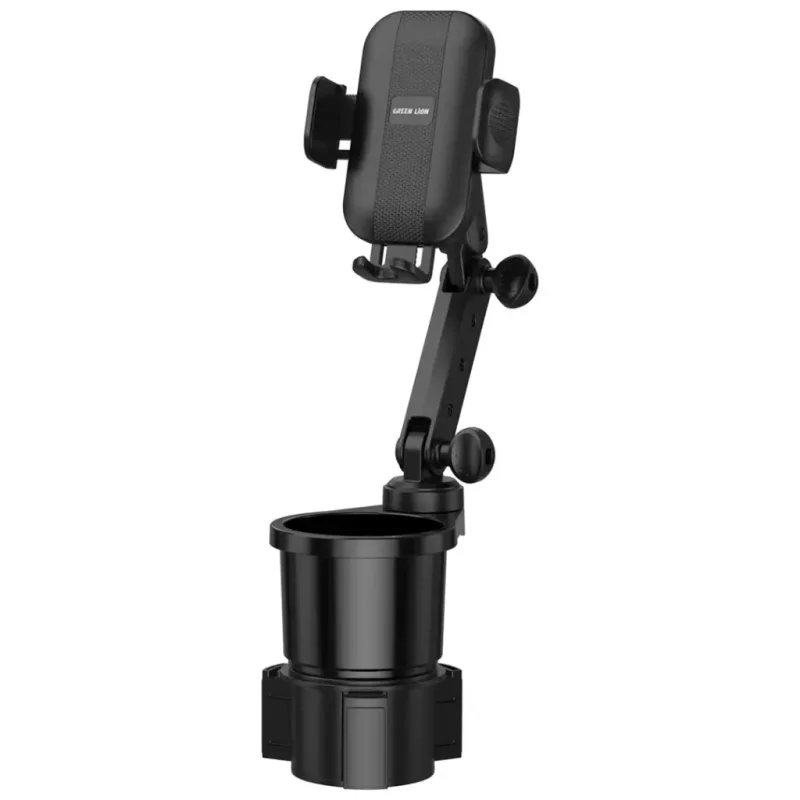 حامل الأكواب والهاتف للسيارة جرين ليون فليكس جريب 2 في 1 - أسود (Green Lion 2-in-1 Flexgrip Car Cup Holder and Phone Mount - Black)