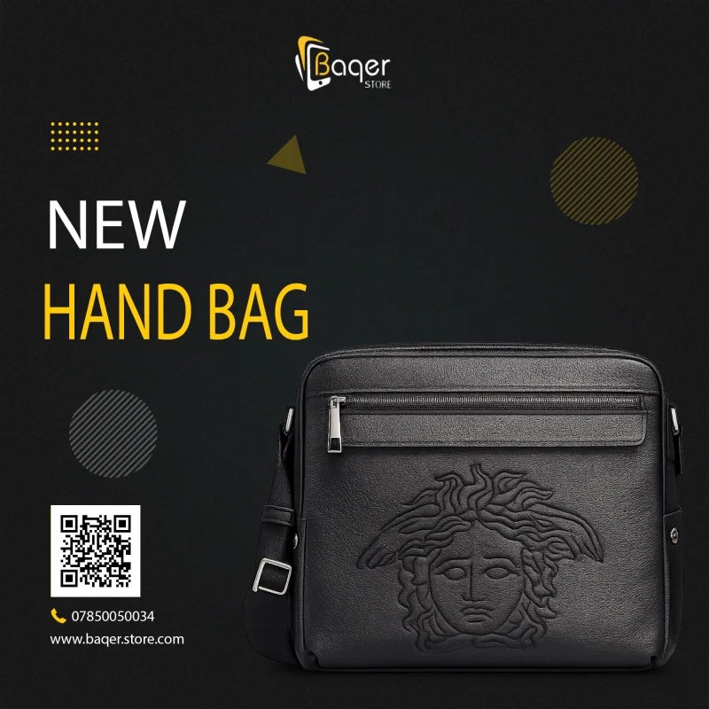 Versace Medusa Embossed Leather Messenger Bag – Black Edition