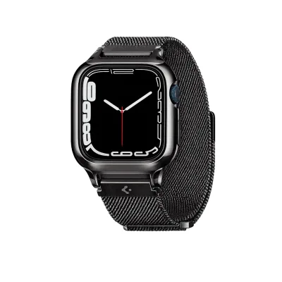 سوار وحافظة Spigen Metal Fit "Pro" لساعة Apple Watch 7 / 8 (45 مم) - لون جرافيت