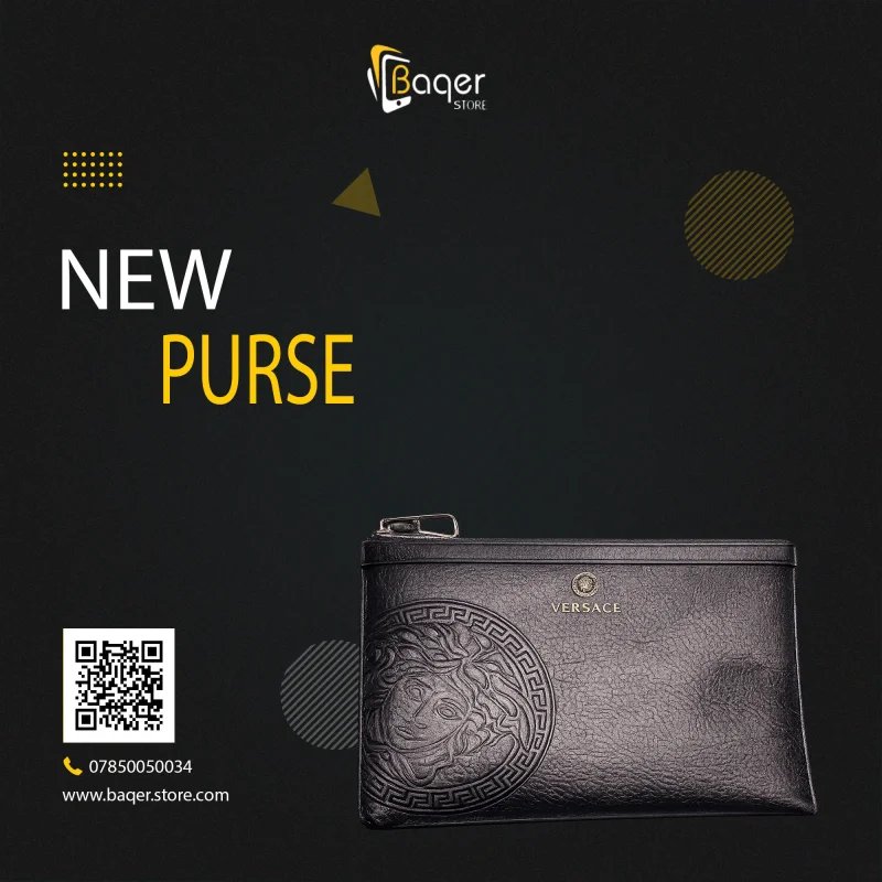 Versace Medusa Embossed Leather Pouch – Black Edition