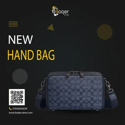 حقيبة كروس من قماش الجاكار بأطراف جلدية – أزرق داكن – BQ-CB381