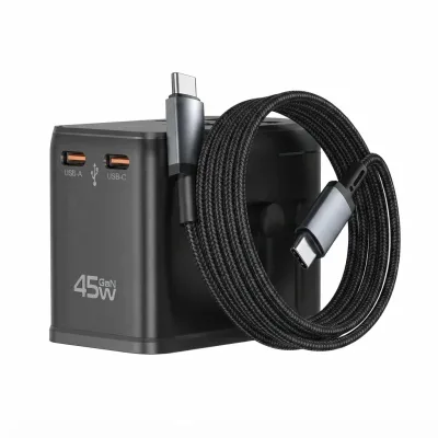 محول سفر عالمي WIWU Wi-UA014 بقوة 45W مع كيبل