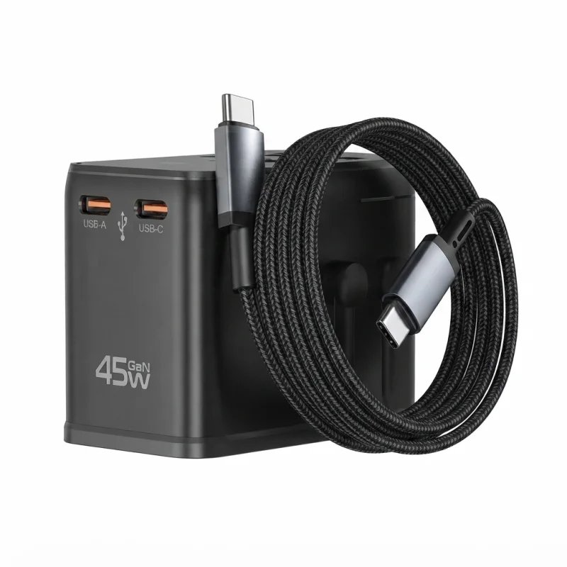 محول سفر عالمي WIWU Wi-UA014 بقوة 45W مع كيبل – 6976975611418