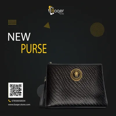 Versano Medusa Milano – Medusa Woven Leather Zip Clutch – Black Edition | تصميم فاخر مستوحى | باقر ستور العراق
