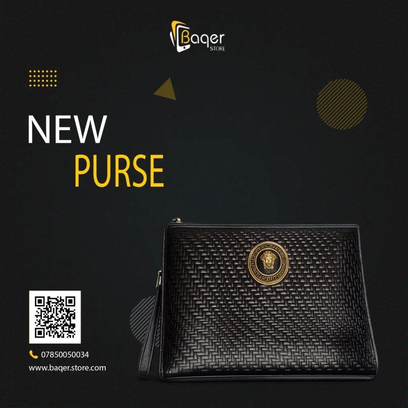 Versano Medusa Milano – Medusa Woven Leather Zip Clutch – Black Edition