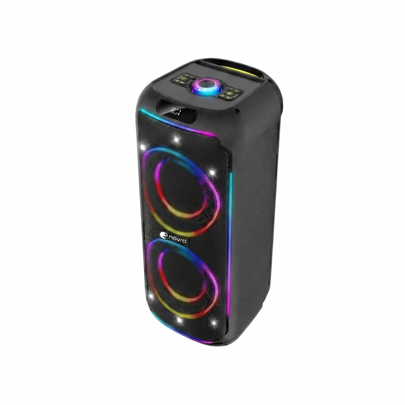 مكبر صوت حفلات محمول NDR DR-8811 بسماعتين 8 إنش مع ميكروفون وإضاءة LED