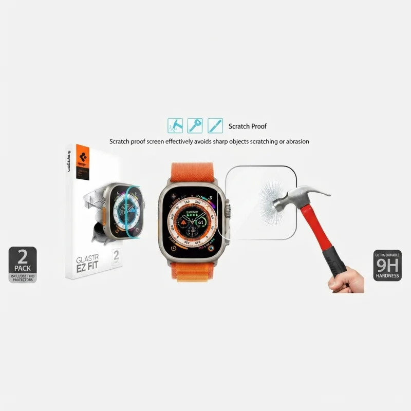 كفر وواقي شاشة كامل الحماية لساعة Apple Watch 45mm – أسود