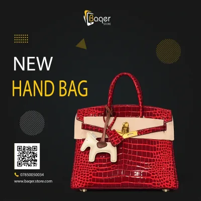 حقيبة يد نسائية بمقبض علوي بنقشة جلد التمساح وقفل دوار – أحمر – BQ-HB581
