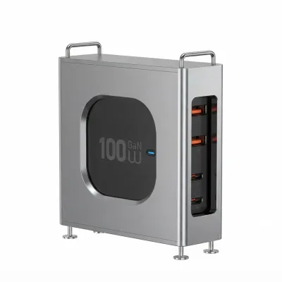 شاحن WIWU Warrior Wi-G013 GaN متعدد المنافذ بقوة 100W PD مع 2 USB-C و2 USB-A