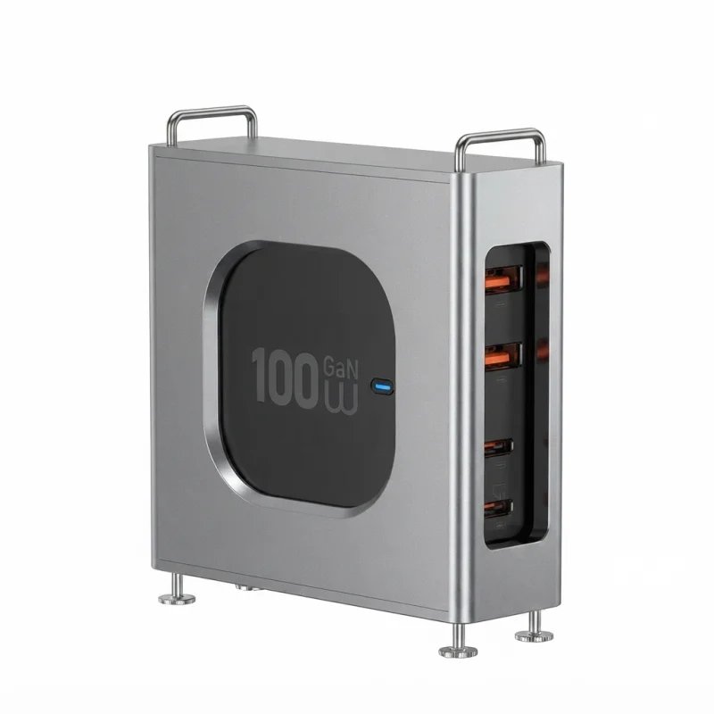 شاحن WIWU Warrior Wi-G013 GaN متعدد المنافذ بقوة 100W PD مع 2 USB-C و2 USB-A – 6977703653809