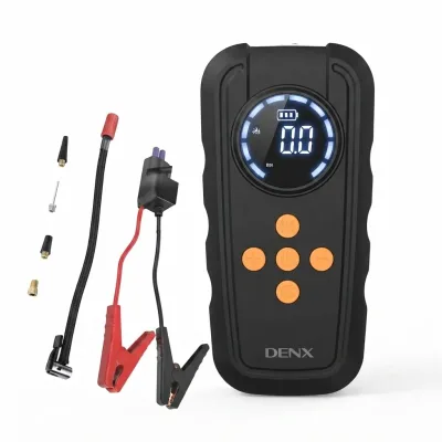 جهاز DENX DX2592 للطوارئ للسيارة 4 في 1 – اشتراك، منفاخ، باور بانك وكشاف LED