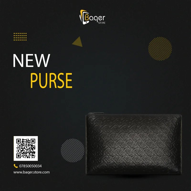 Burberry – Monogram Embossed Leather Pouch Clutch – Black Edition