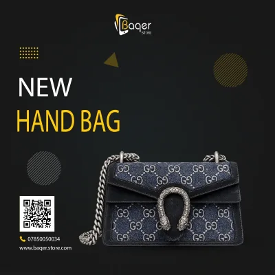 حقيبة كتف صغيرة بسلسلة فضية وقفل معدني زخرفي – أزرق داكن – BQ-CB385