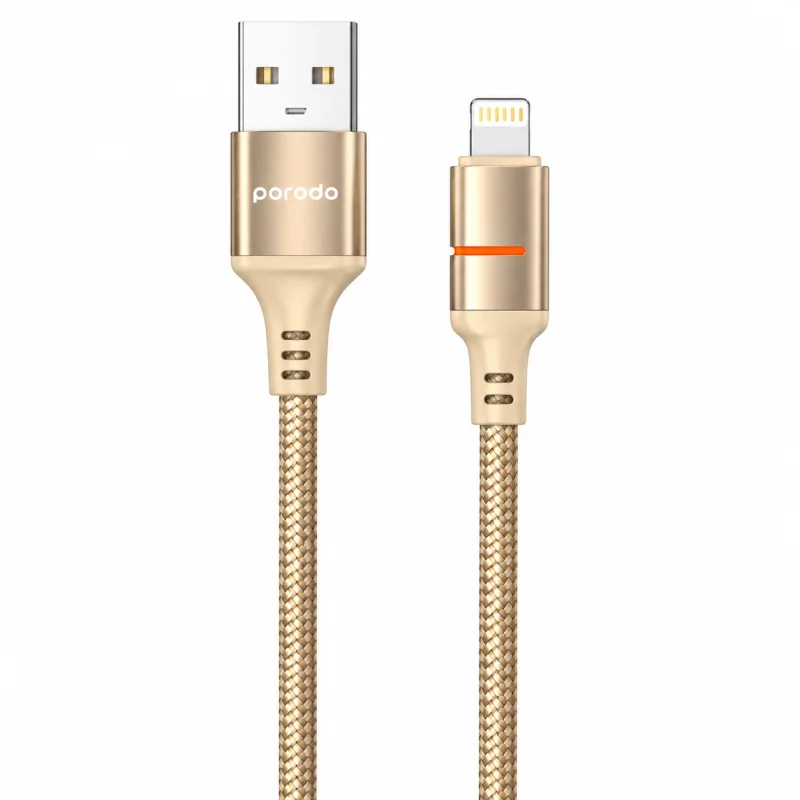 كابل USB-A إلى Lightning مجدول بقدرة 2.4 أمبير وطول 1.2 متر من بورودو - ذهبي  9904781085090