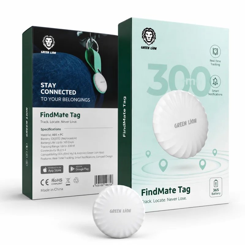 جهاز تعقب الأغراض تتبع الذكي غرين ليون Green Lion FindMate Tag - لون أبيض