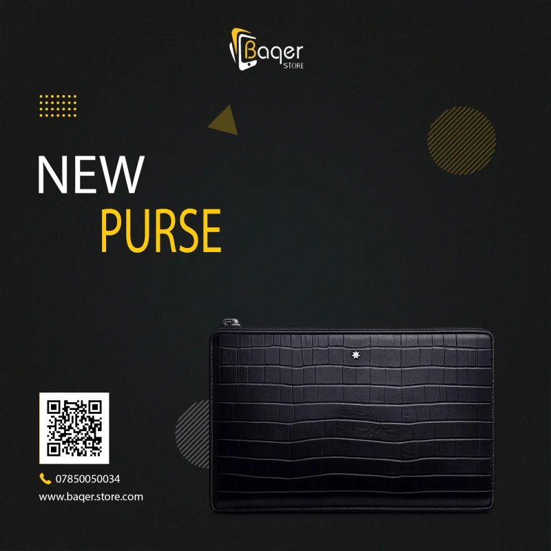 Montblanc Heritage Paris – Croco Signature Leather Zip Clutch – Black Edition