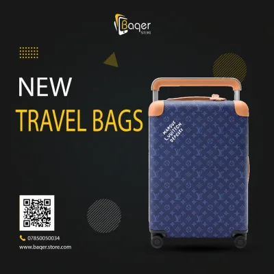 حقيبة سفر كابينة بعجلات بنقشة كلاسيكية متكررة – كحلي – BQ-LG947