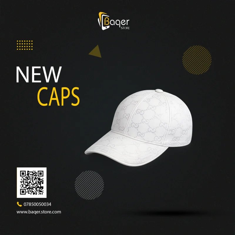 قبعة Gucci جلد أبيض