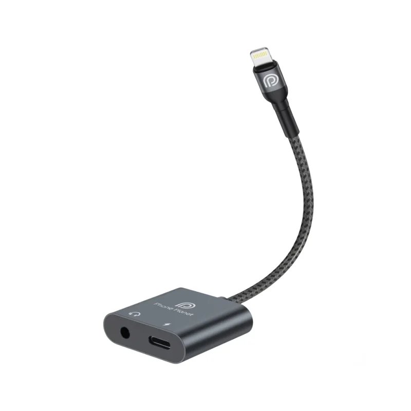 محول PHONE PLANET PP-EC-LLAUX-15-GY من Lightning إلى Lightning + 3.5mm (0.15 متر)